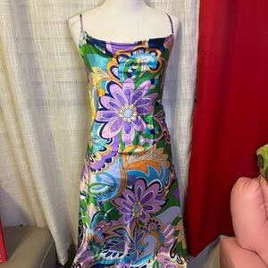 Colorful Floral Spaghetti Strap Dress